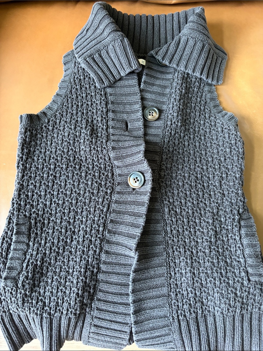 Sweater Button Up Cardigan Vest Washed Black XS